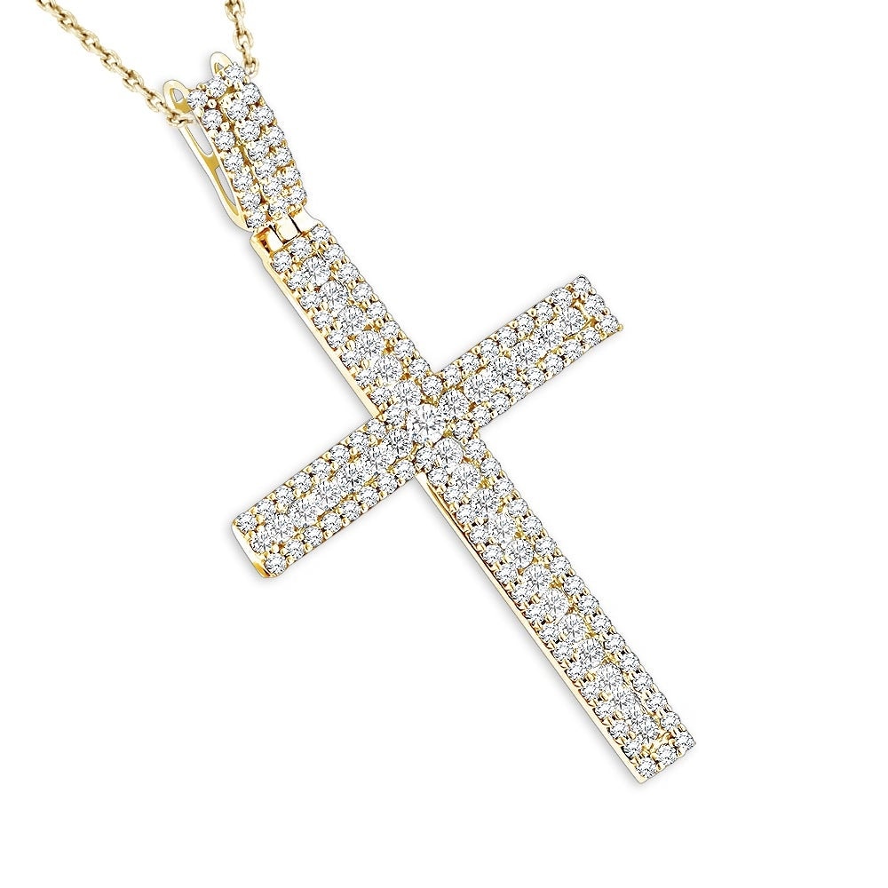 Luxurman Women's 14-karat Gold 1.36-carat Diamond Cross Pendant
