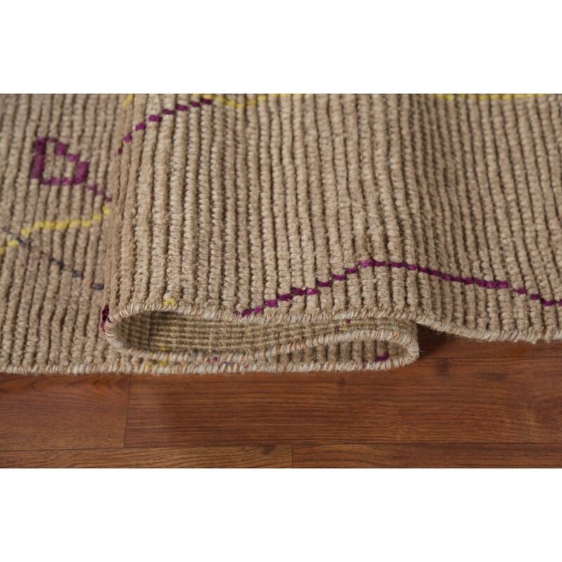 Abstract Moroccan Area Rug Hand-Knotted Wool Carpet - 6'0"x 9'10"