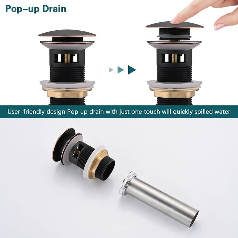 Vanityfair Double Handles Widespread Bathroom Faucet with Drain Assembly