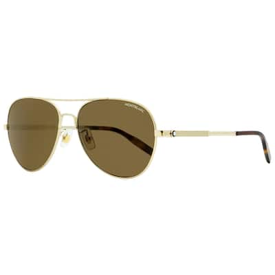 Montblanc 008 Mens Gold/Havana 60 mm Sunglasses