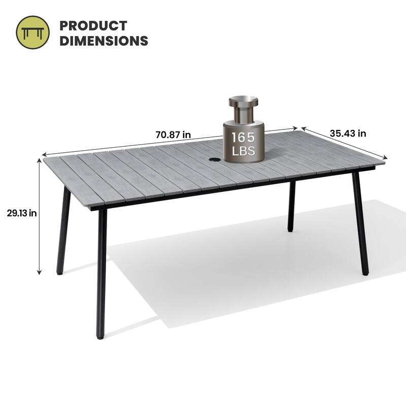 Outdoor Dining Furniture Rectangular Dining Table with Umbrella Hole