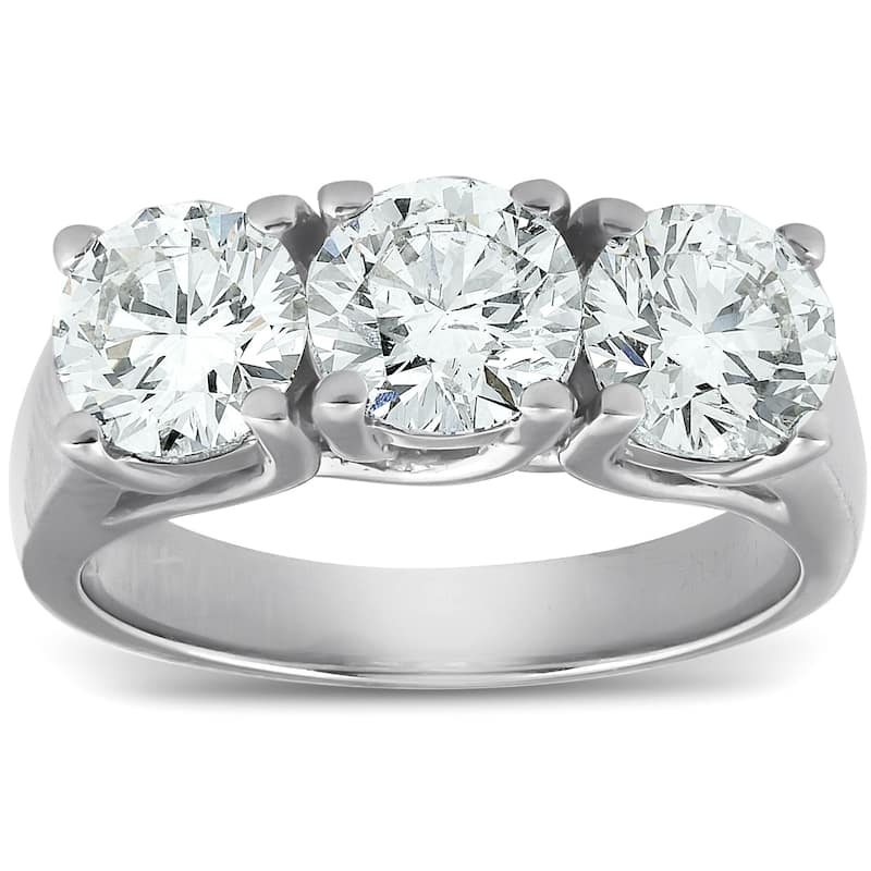 2 1/2ct Three Stone Large Diamond Engagement Ring White Gold