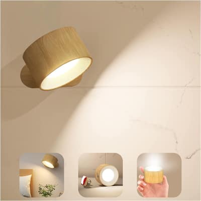 3 brightness cordless light wood reading light natural wall light