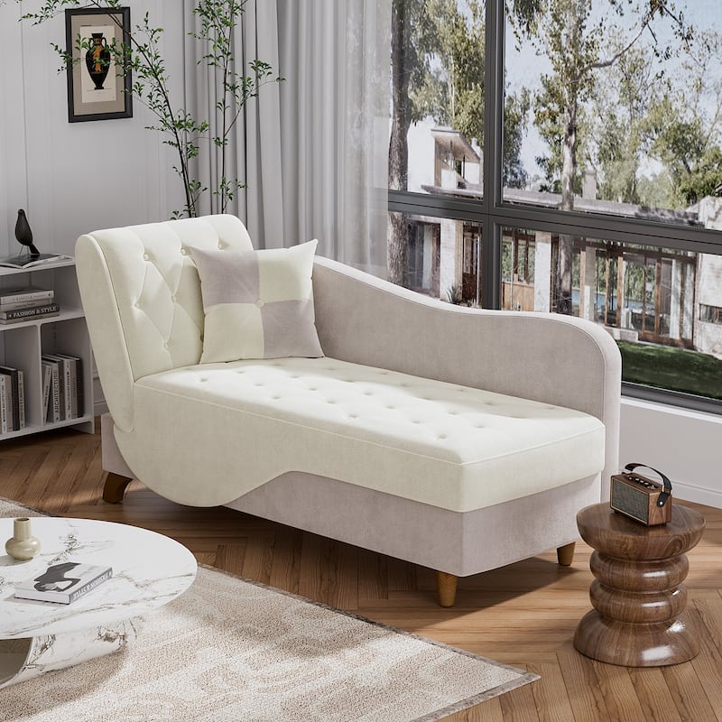 Ouyessir Upholstered Storage Chaise Lounge Chair with Left Armrest & Lumbar Pillow