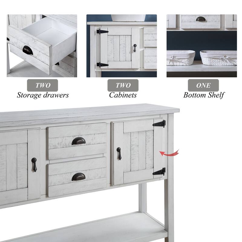 Solid Wood Sideboard Console Table with 2 Drawers