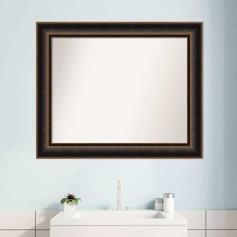 Villa Oil Rubbed Bronze Non-Beveled Wood Framed Bathroom Vanity Wall Mirror - Villa Oil Rubbed Bronze