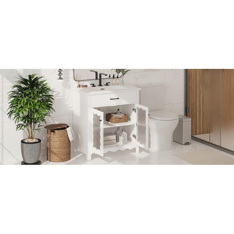 Bathroom Vanity with Tempered Glass