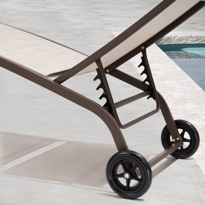 VredHom Outdoor Adjustable Chaise Lounge Chairs with Wheels - 43.2 in D * 12 in H * 21.9 in W