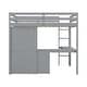 preview thumbnail 40 of 38, Full Size Loft Bed with Bulit-in L-Shaped Desk and Ladder, Wooden High Loft Bedframe with Storage Drawers and Shelves