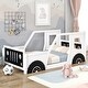 preview thumbnail 10 of 16, Twin Size Classic Car-Shaped Bed,Platform Bed with Wheels and Headboard and Footboard White