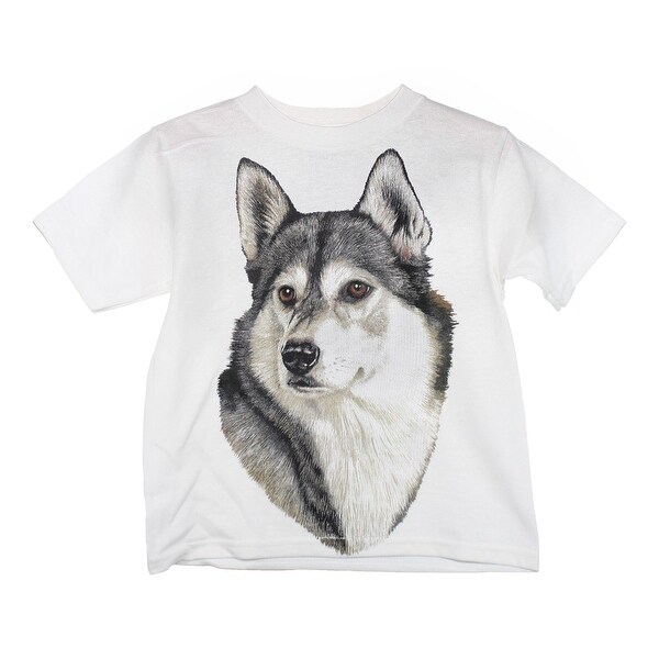 Shop Unisex Little Kids White Siberian Husky Print Cotton ...