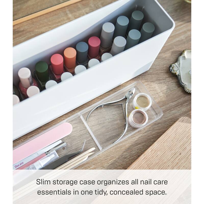 Yamazaki Home Nail Polish Organizer, Plastic, Lid - L 2.99 x W 12.99 x H 4.88 inches