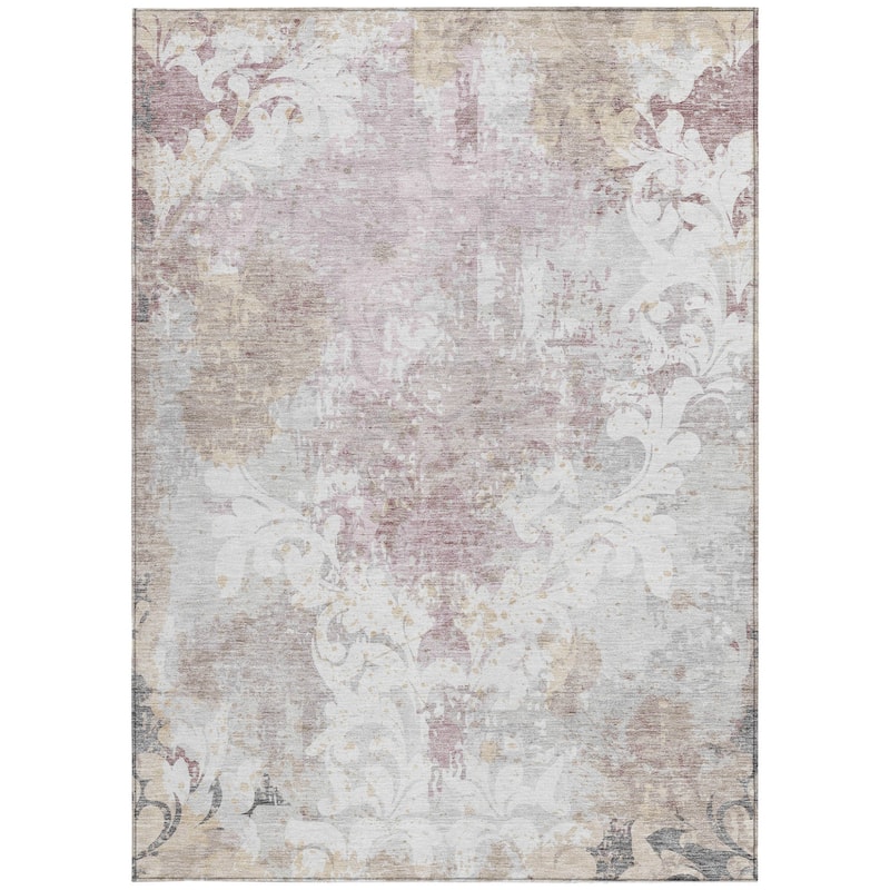 HomeRoots Damask Transitional Rectangle Outdoor Rug