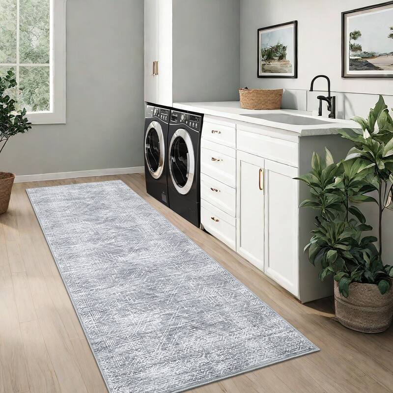 Vintage Geometric Living Room Rug Washable Indoor Bedroom Rugs Non Slip Low Pile Area Rug