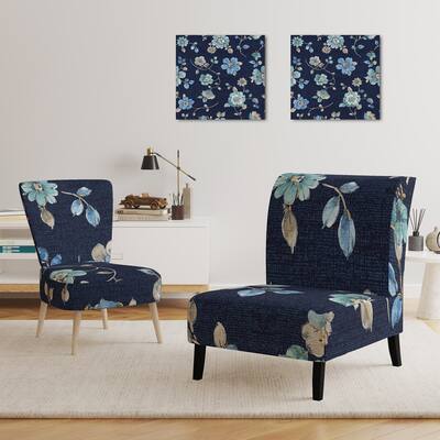Designart "Indigold Flower Pattern" Upholstered Floral Accent Chair - Arm Chair