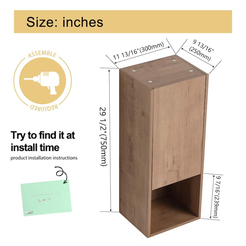 Malwee 12"/24"/36" Wall Cabinet, Wall Mounted Home Storage Cabinet, Bathroom Medicine Cabinet with Soft Close Door and Shelf