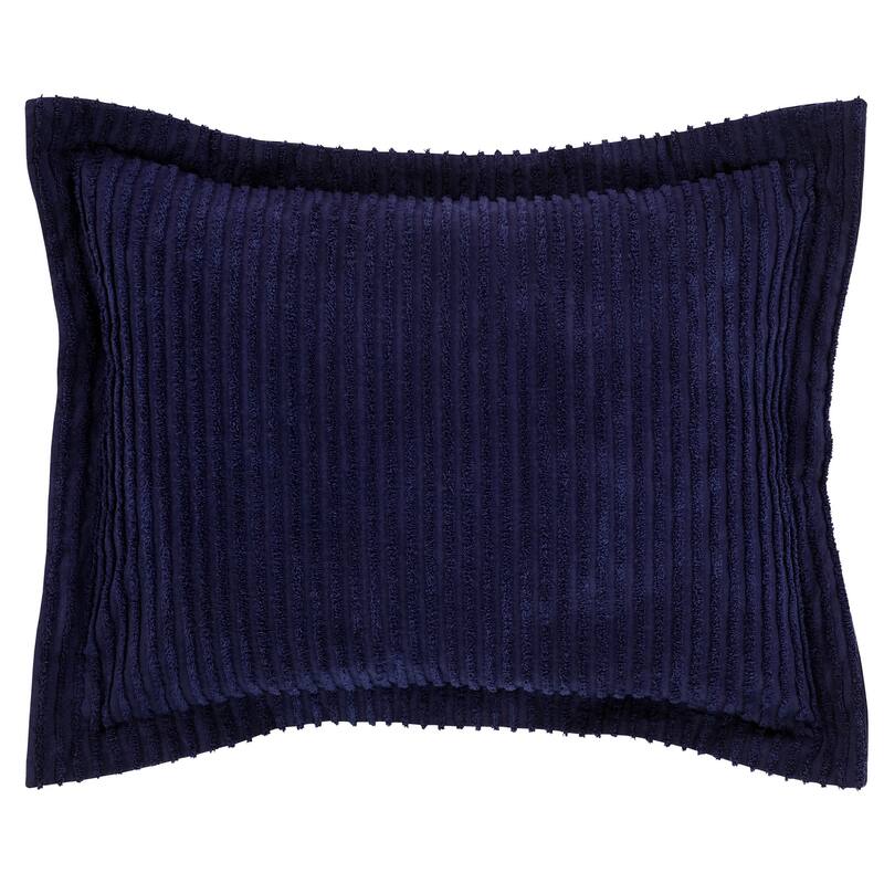 Better Trends Jullian Bold Stripes Design 100% Cotton Tufted Shams Machine Washable Tumble Dry - Navy - Standard Sham