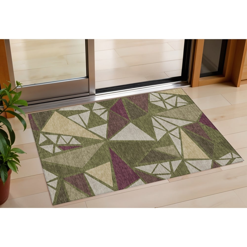 HomeRoots Geometric Transitional Rectangle Outdoor Rug