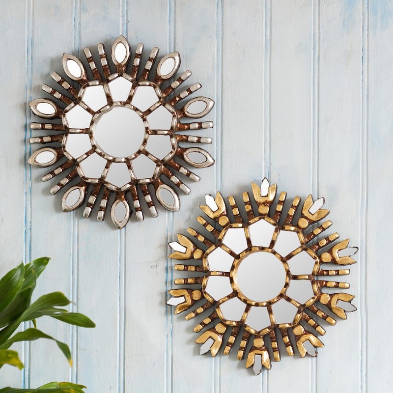 Novica Handmade Spangled Stars Wood And Glass Accent Mirrors