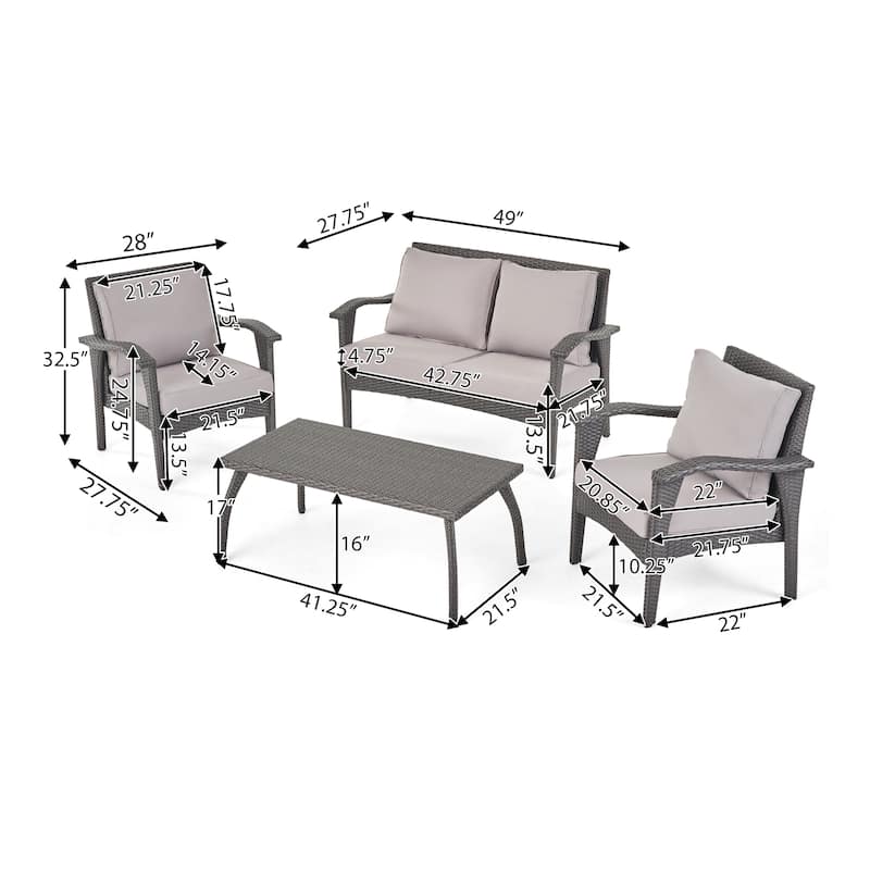 Honolulu Outdoor 4-pc. Cushioned Wicker Seating Set by Christopher Knight Home