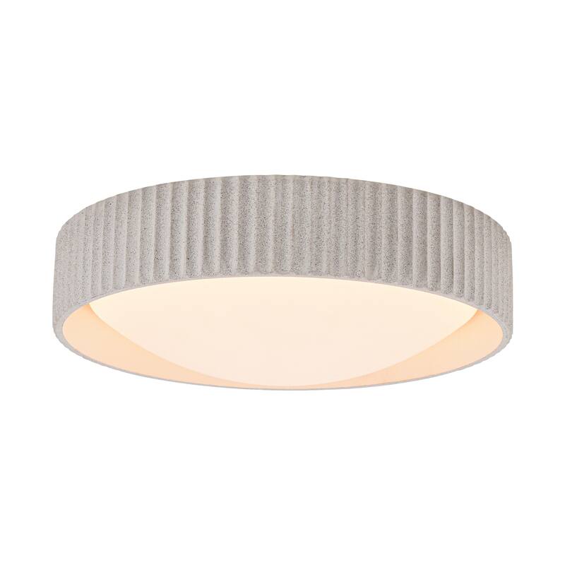 25W Modern Beige Cement LED Flush Mount Ceiling Light, Minimalist Textured Design for Bedroom & Bathroom - 1 Light