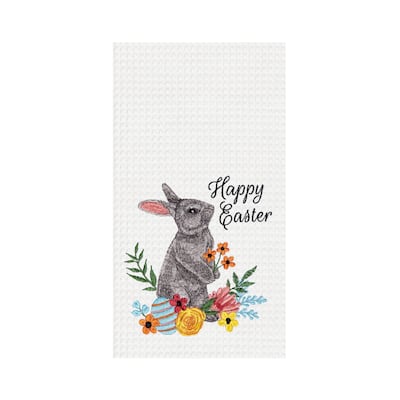 "Happy Easter" Bunny Rabbit Spring Theme Kitchen Dishtowel