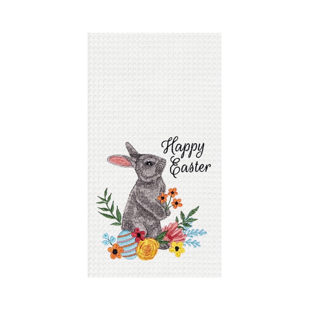 "Happy Easter" Bunny Rabbit Spring Theme Kitchen Dishtowel
