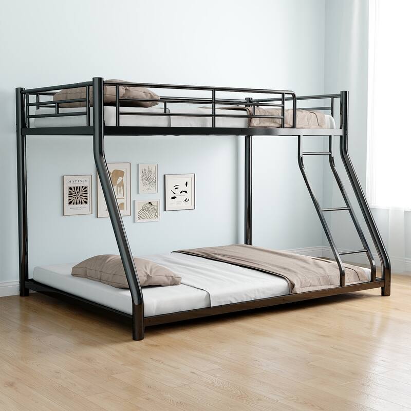 Heavy Duty Twin Over Full Metal Bunk Bed Noise Free - Black