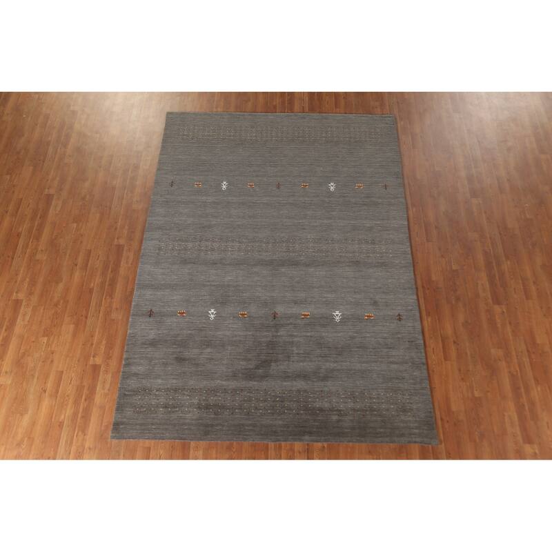 Tribal Gabbeh Oriental Area Rug Hand-Knotted Wool Carpet - 6'10"x 9'10"
