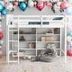 preview thumbnail 13 of 22, Twin Size Loft Kids Bed with 8-Open Storage Shelves and Built-in Ladder, Space-Saving Design for Bedroom, Easy to Assemble, Grey White