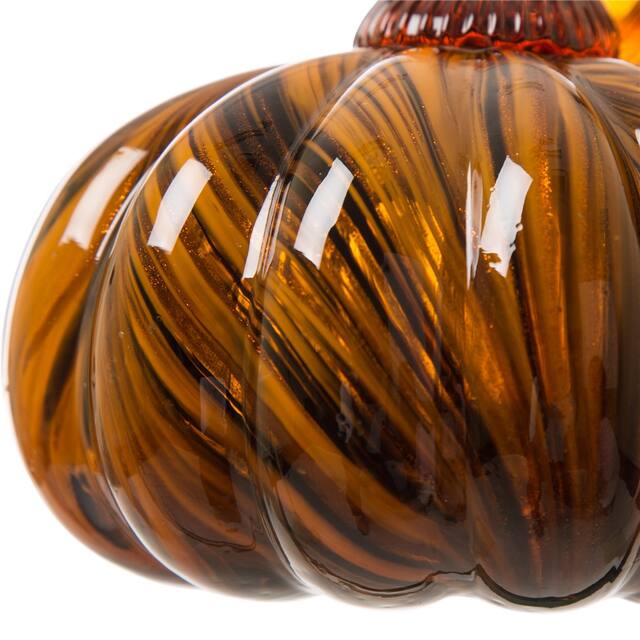 Glitzhome Multi Striped Handblown Glass Pumpkins
