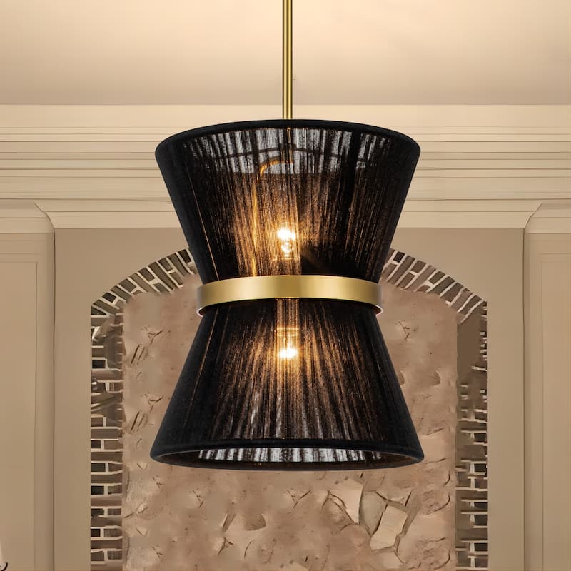 Modern Farmhouse Boho Chandelier for Dining Room in Gold or Black - Black
