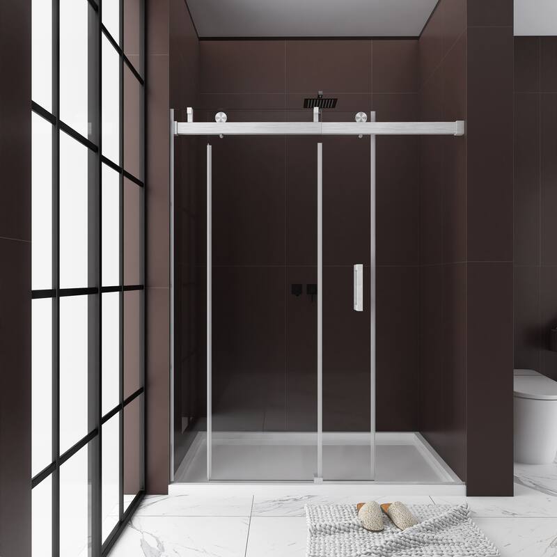 60"/ 72" Single Sliding Frameless Shower Door With Buffer