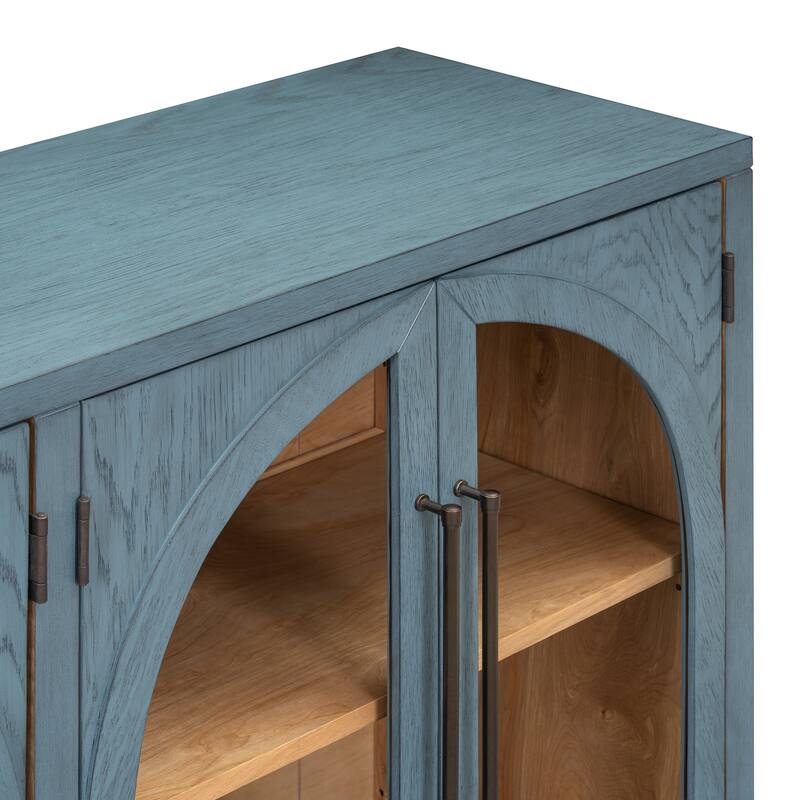 Kitchen Sideboard with Arched Glass Doors and Adjustable Shelves