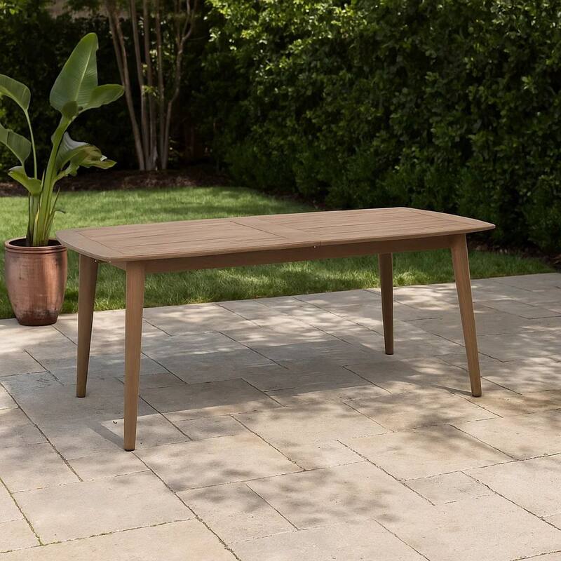 Sumona Outdoor Dining Table, Extendable, Brown Acacia Wood, 71-95 Inch