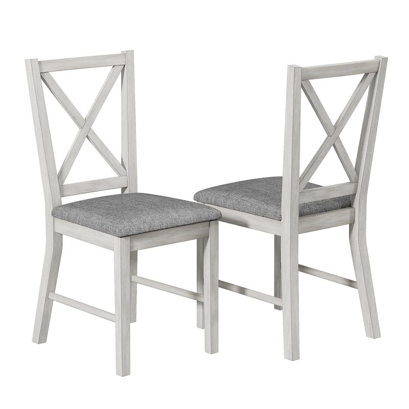 Javlergo Farmhouse Dining Chairs Set of 2/4/6, Kitchen Chairs with Square Back, 100% Solid Wood Legs Side Chairs - Set of 2 - Grey