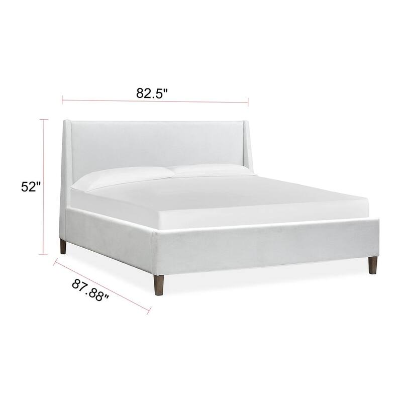 Magnussen Home Lindon Belgian Wheat And Coffee Bean White Upholstered Island Bed