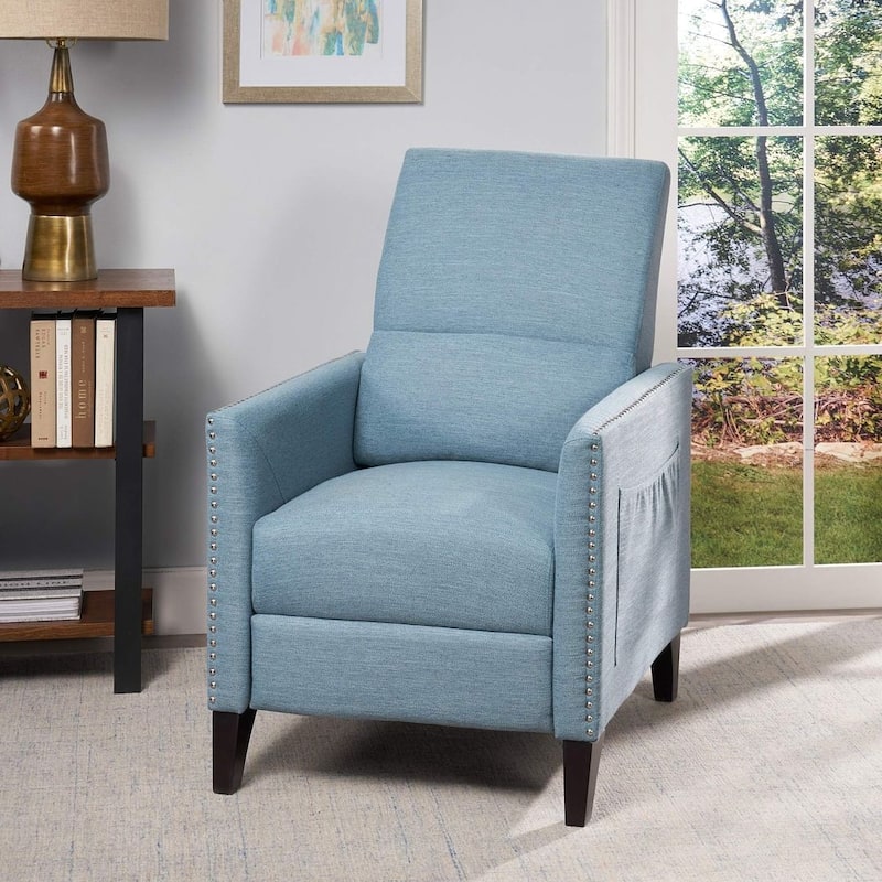 Contemporary Recliner Chair with Push Back Mechanism in Fabric by Christopher Knight Home