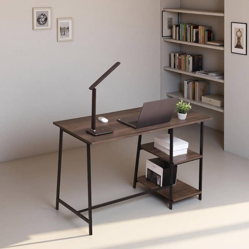 48" Smoky Oak Computer Desk with Storage Shelf Sturdy Writing Workstation for Home Office, Study & Small Spaces - Beige