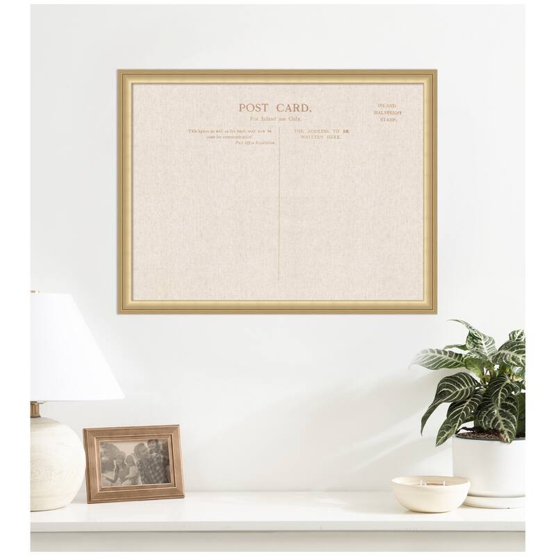 Kate and Laurel Framed Fabric Pinboard Linen Vintage Post Card Wall Organization