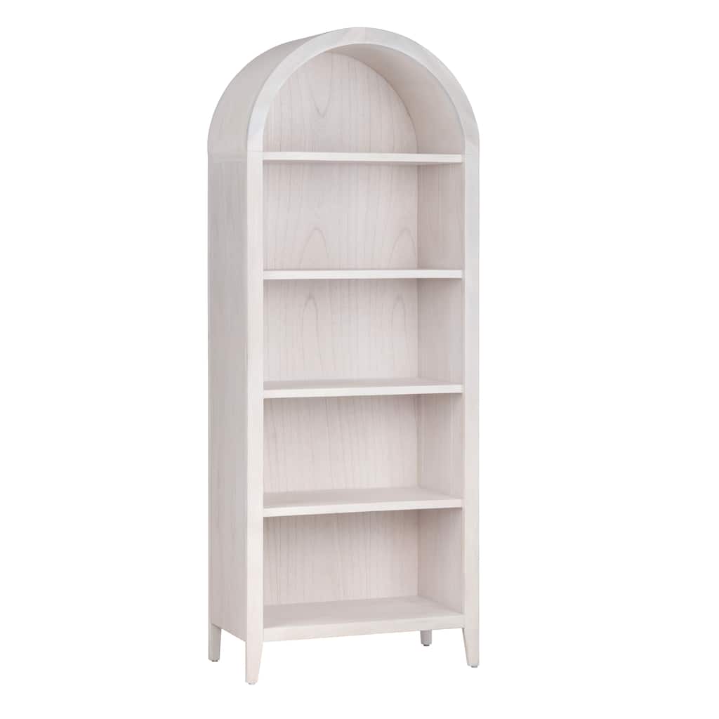 77.5 in. White Solid Wood 5 Shelf Bookcase