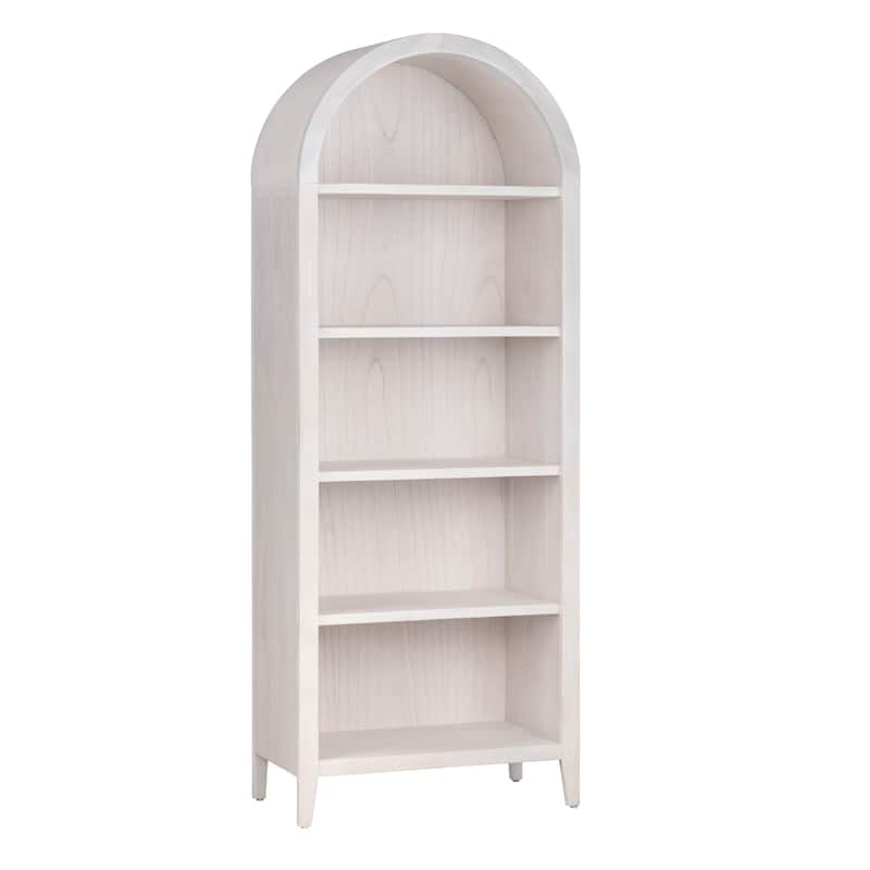 77.5 in. White Solid Wood 5 Shelf Bookcase