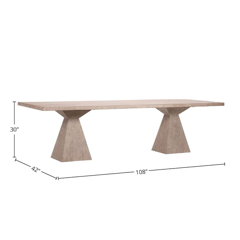 Everly 108-inch Rectangular Light Wash Reclaimed Pine Double Pedestal Dining Table
