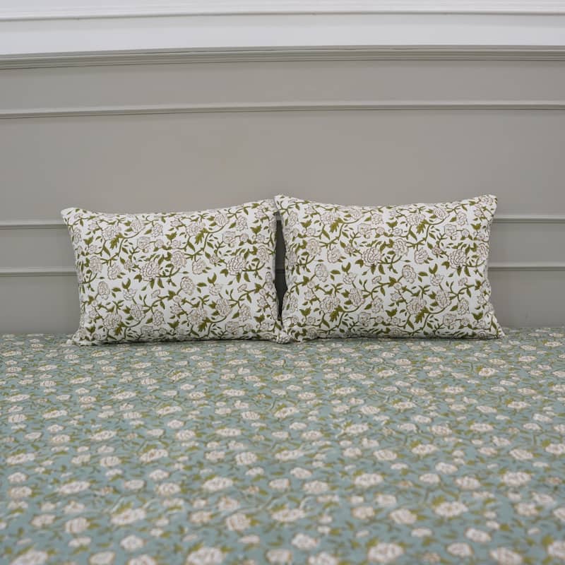 Fabdivine Handmade Block Print Flat Sheet or Bed Sheet Cotton Fabric Floral Home Decor