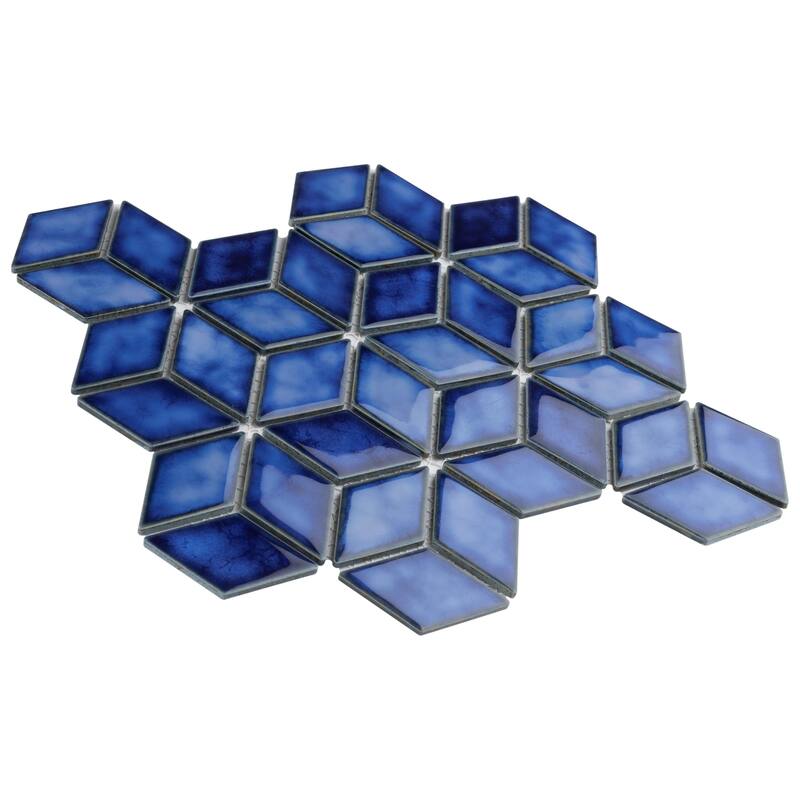 Merola Tile Hudson Rhombus Sapphire 10-1/4" x 11-3/4" Porcelain Mosaic Floor and Wall Tile