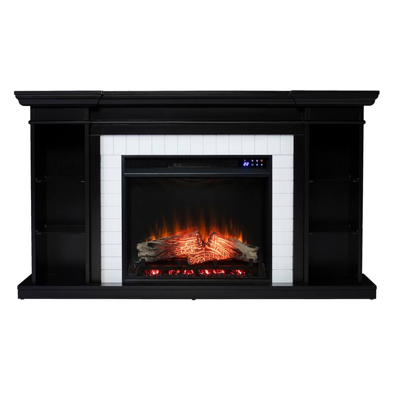 SEI Furniture Hazeltine Transitional White Wood Electric Fireplace - Black