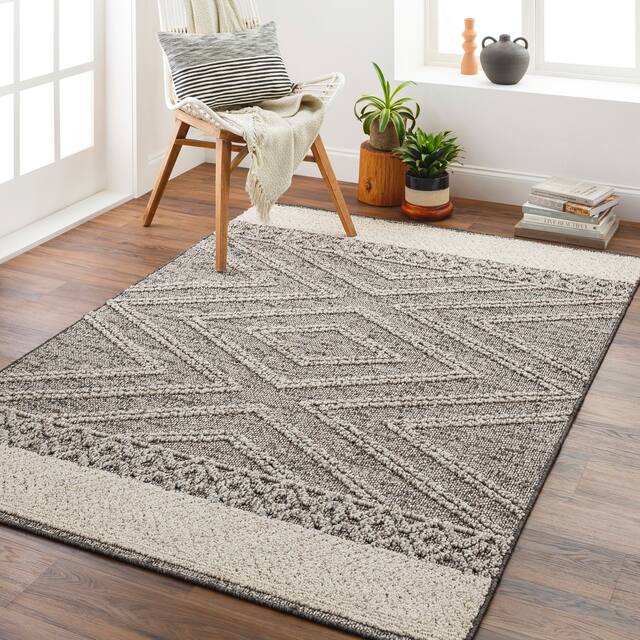 Sarasota Outdoor Safe Farmhouse Netural Area Rug - Dark Grey - 7'5" x 10'