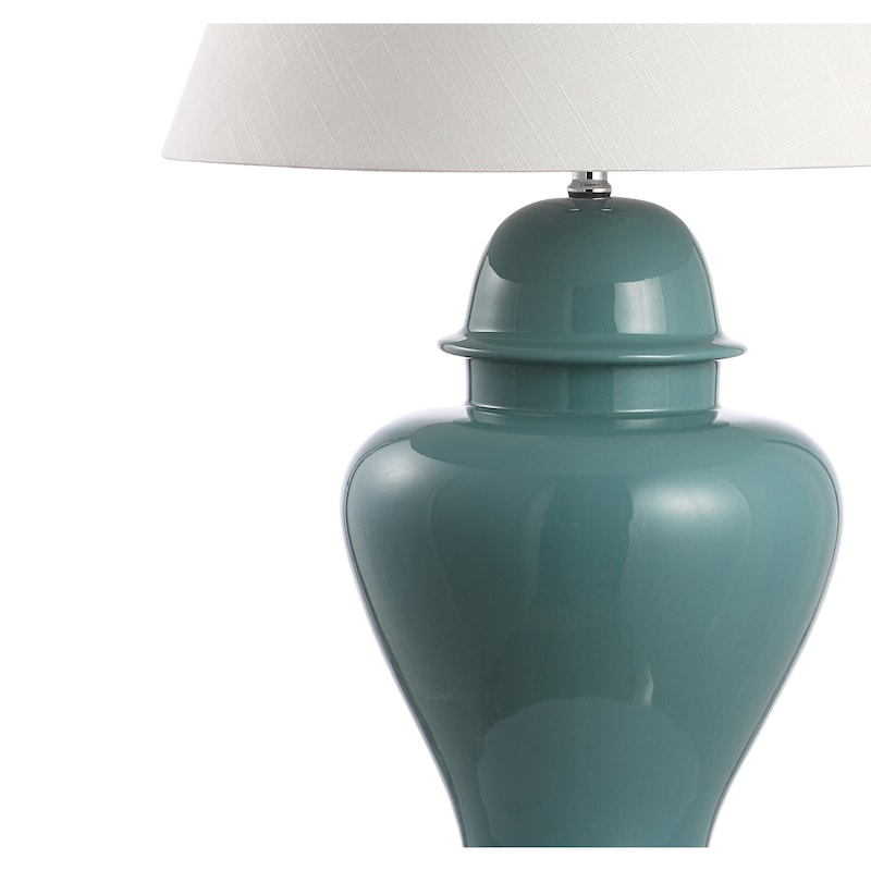 Watts 33" Ceramic/Iron Modern Classic LED Table Lamp, Green by JONATHAN Y