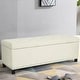 preview thumbnail 6 of 12, Adeco Deluxe Beige Linen Storage Ottoman Bench with Nailhead Trim