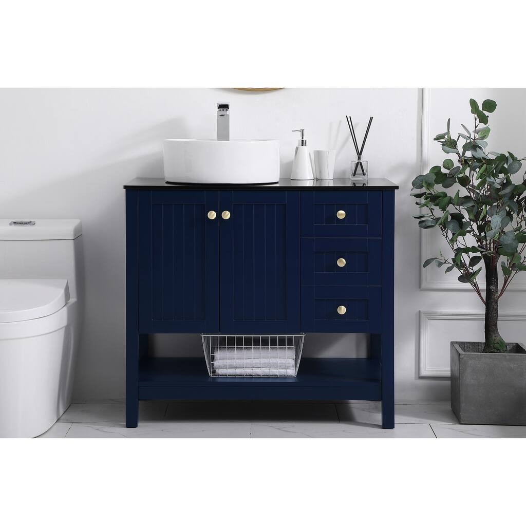 Portland Single Bathroom Vanity Cabinet with Tempered Glass top